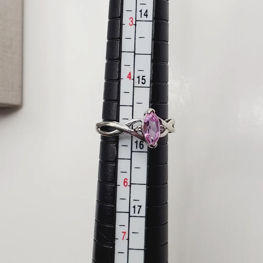 10k White Gold Marquise Pink Topaz Ring